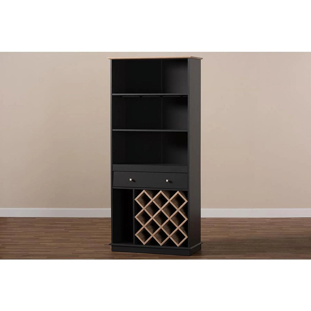 Dark Grey Oak Finished Wood Wine Cabinet K6102