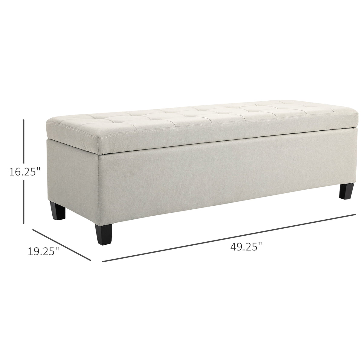 51" Tufted Linen Fabric Storage Bench S963