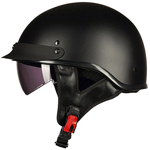 Half Helmet Motorcycle Open Face Sun Visor Quick Release Buckle DOT Approved Y4461