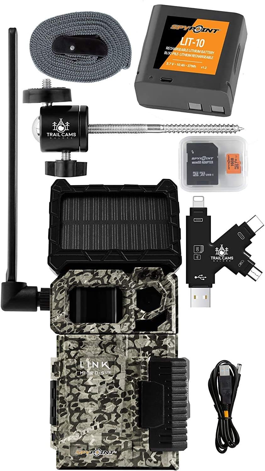 Solar Cellular Trail Camera with LIT-10 Battery, Micro SD Card, Card Reader, and Mount V1443