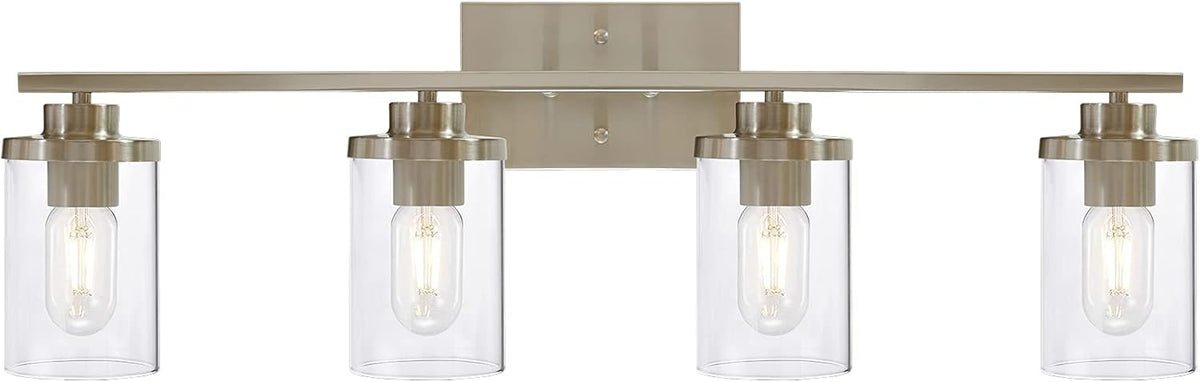 Industrial Brushed Nickel 4-Lights Clear Glass Wall Lamp Light Fixture G523245
