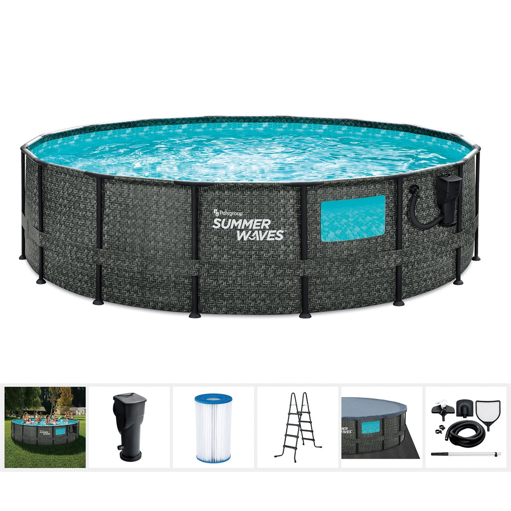 16ft x 48in Above Ground Swimming Pool Set with Pump O607507