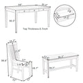 6-Piece Wood Dining Set with Table Chairs and Bench J738