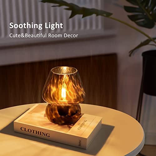 Pink Glass Dimmable Mushroom Table Lamp O227