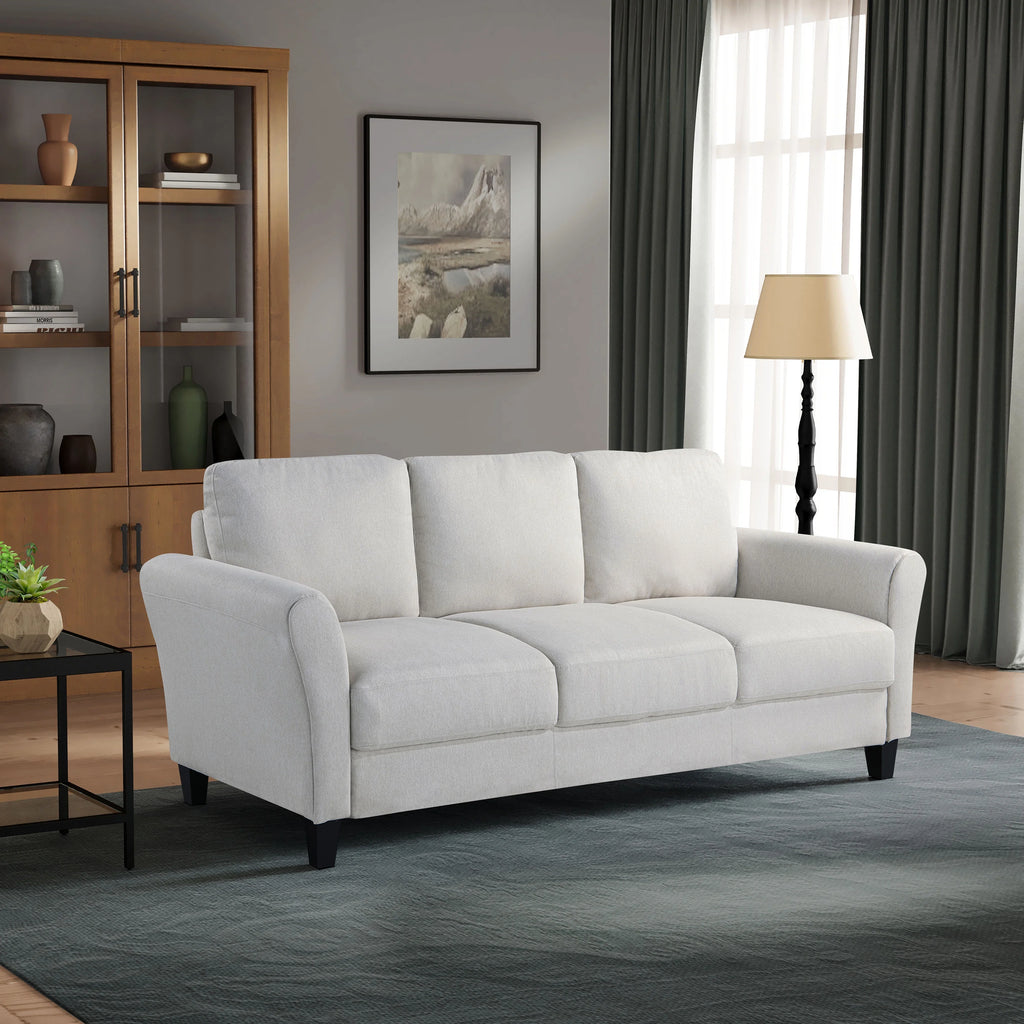 Oyster Fabric Sofa with Rolled Arms E400227
