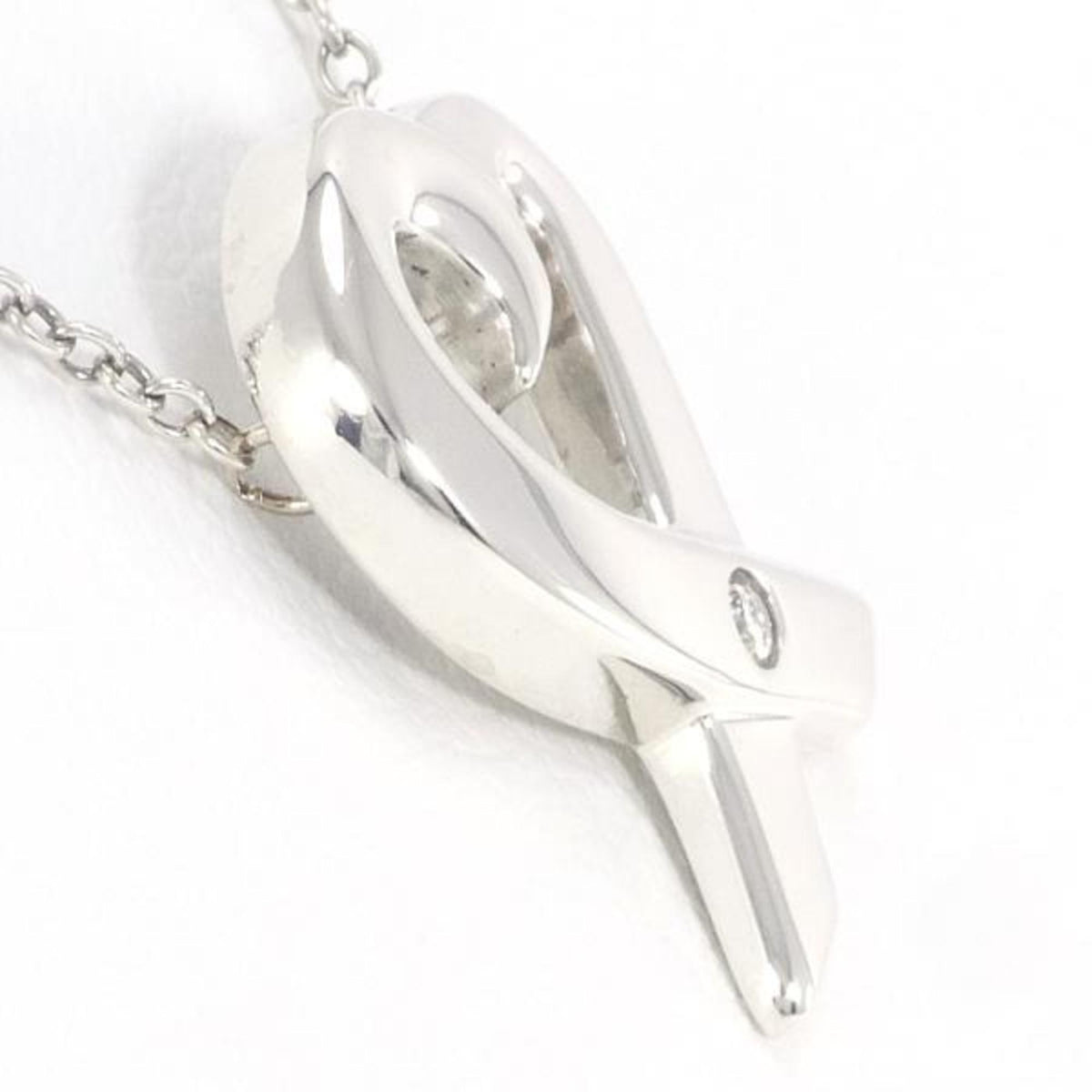 Loving Heart Silver Necklace Diamond 2.7g 43cm Jewelry L670