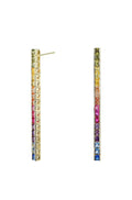 18K Gold Plated Multi Colored Princess Cut CZ Dangling Drop Earrings B468107