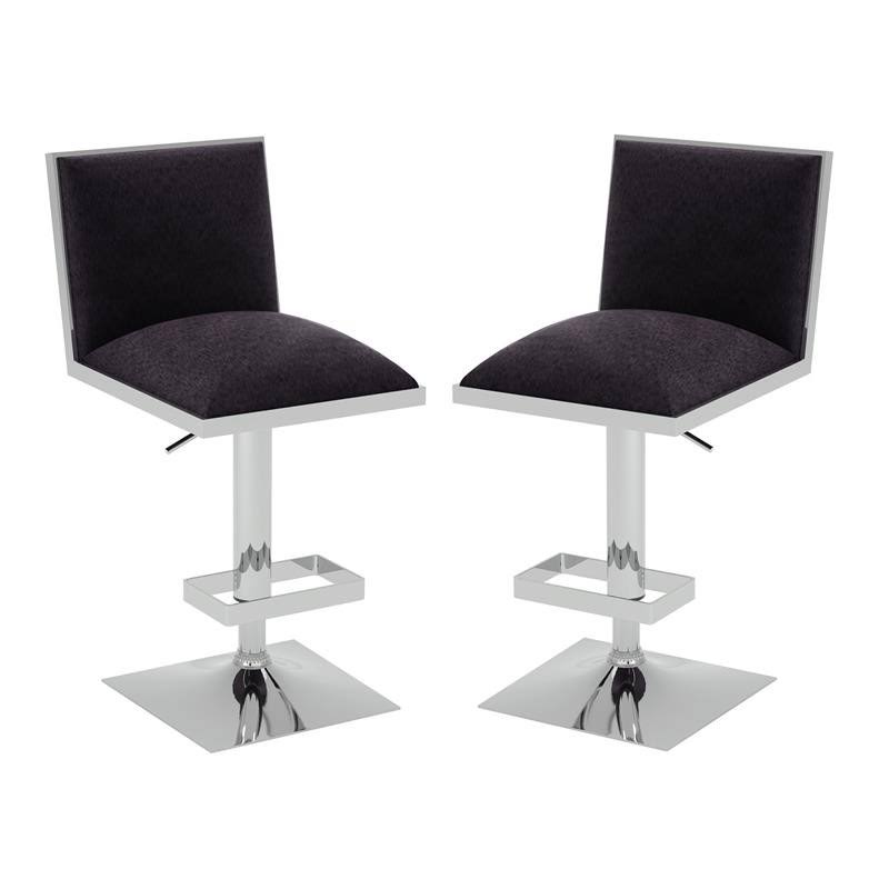 Black Metal Adjustable Barstool (Set of 2) F11142