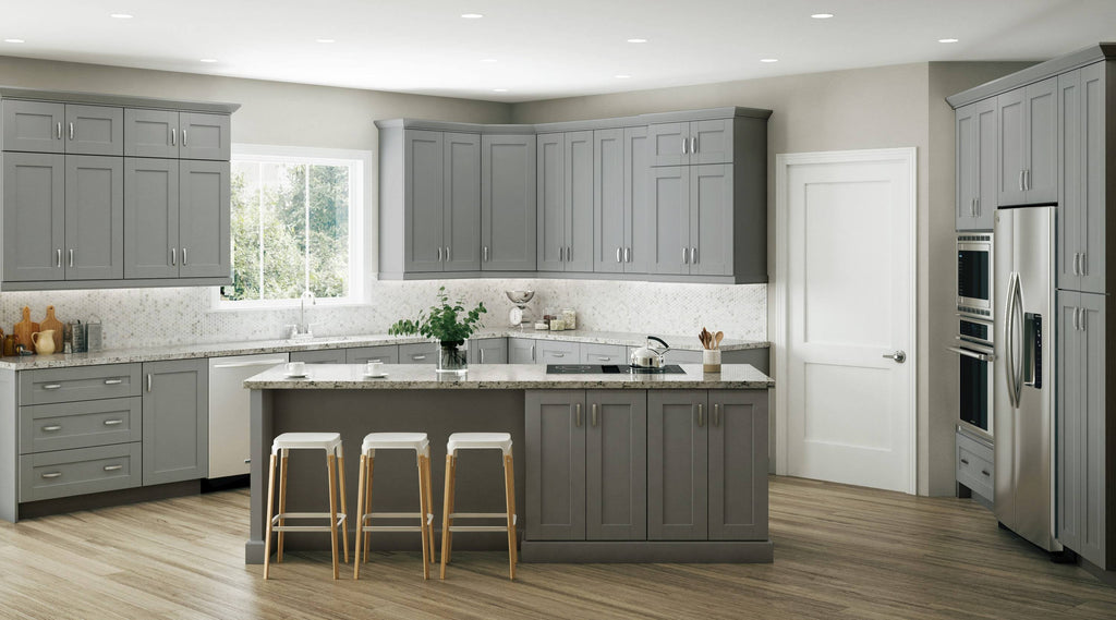Veiled Gray Shaker Assembled Plywood 30 in. x 34.5 in. x 24 in. Base Drawer Kitchen Cabinet Z924524