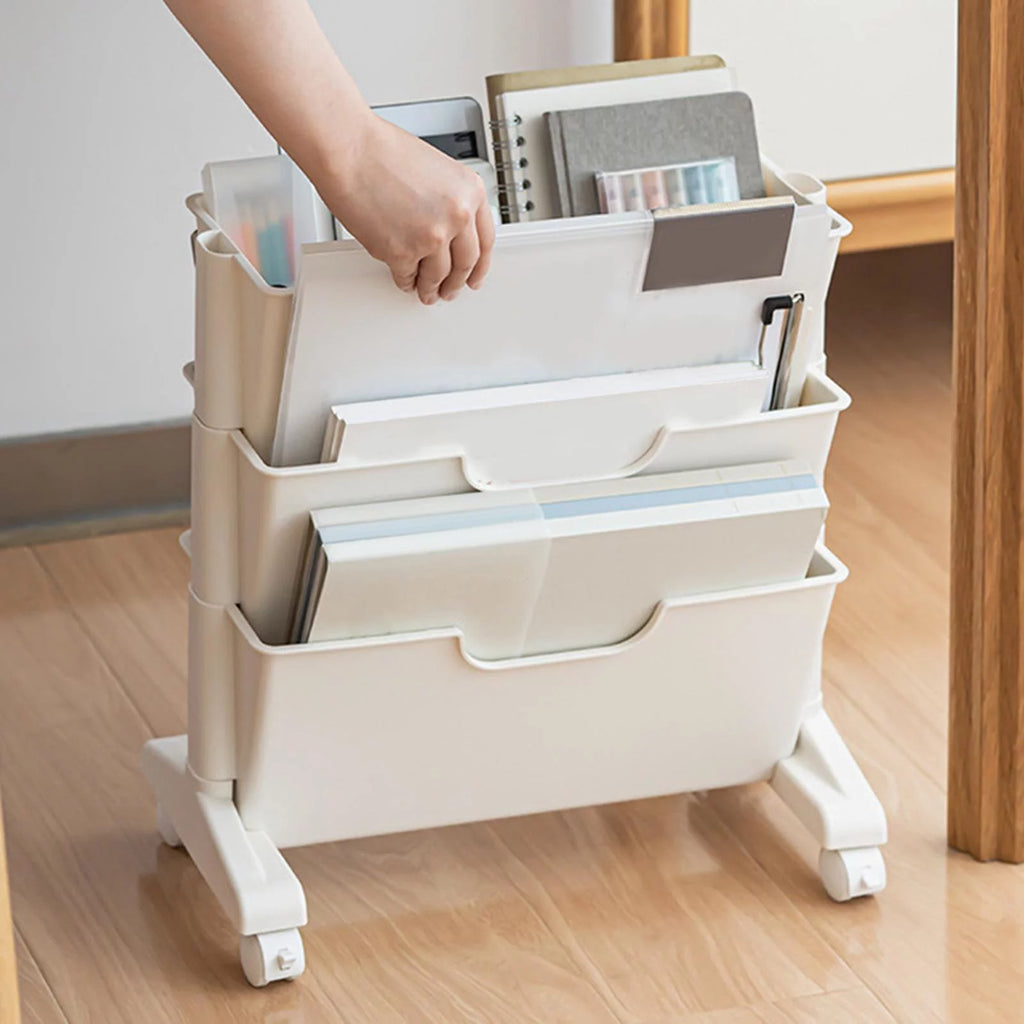 3 Tier Rolling Bookshelf with Caster Wheels B9394