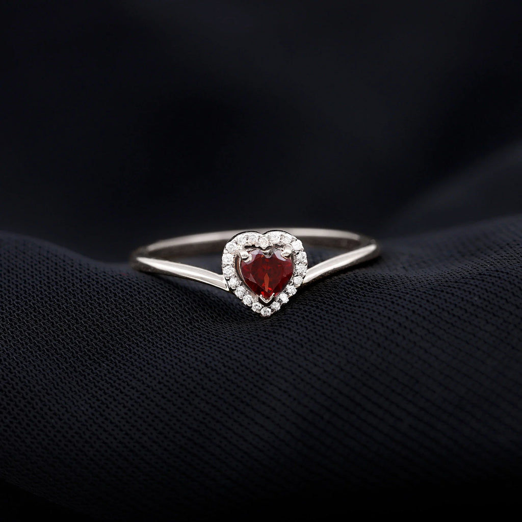 Heart Promise Ring with Diamond Halo, 925 Sterling Silver A744815