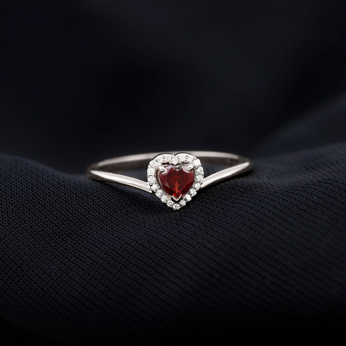 Heart Promise Ring with Diamond Halo, 925 Sterling Silver A744815