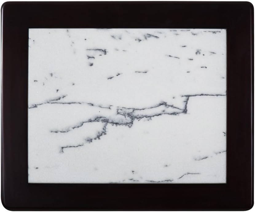 White/Black Marble Top Solid Wood Edge End Table D9586