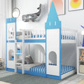 Twin Over Twin Bunk Bed with Ladder Blue I126
