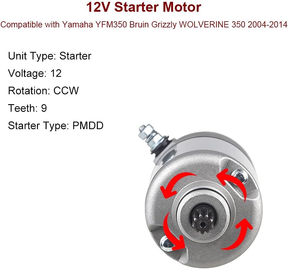 Starter Compatible with Yamaha YFM350 2004-2014 Pack of 2 Q418487