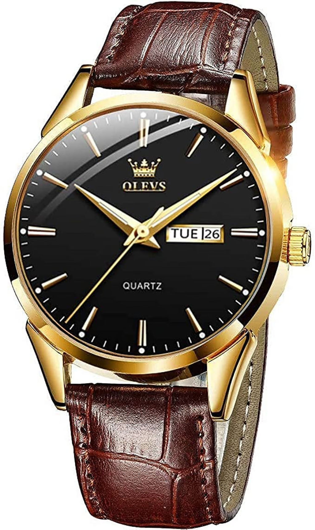 Men's Casual Analog Quartz Watch Brown/Black Leather Band O410