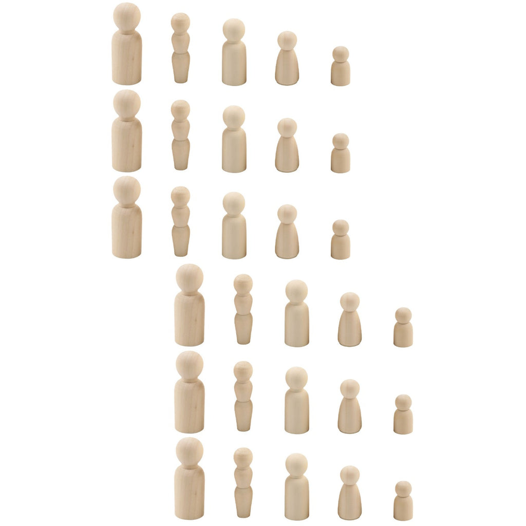 80 Pcs Blank Wooden Peg People Figures N2452