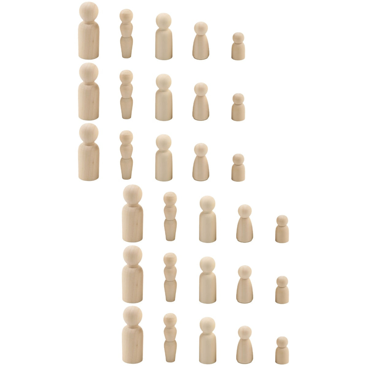 80 Pcs Blank Wooden Peg People Figures N2452