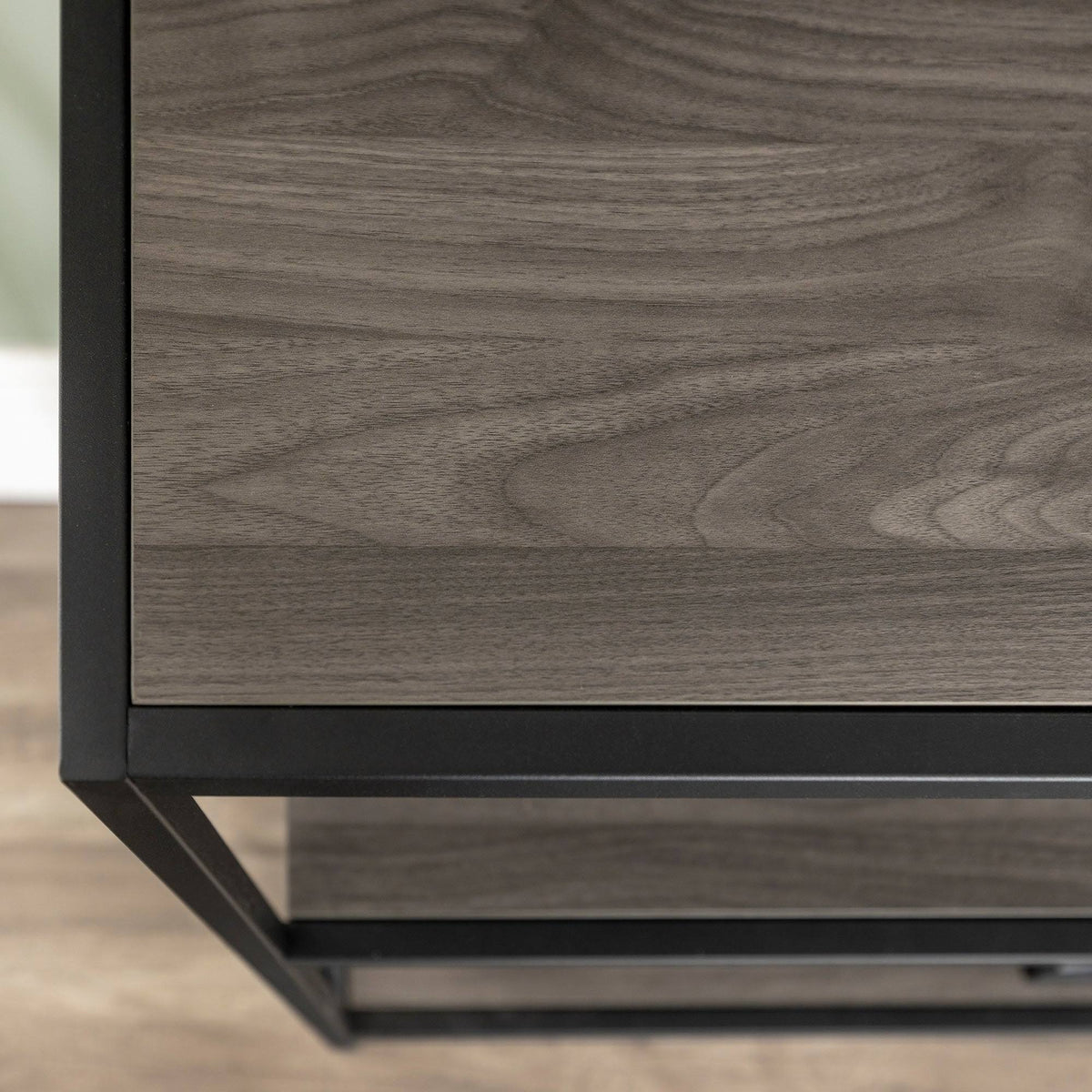 Dark Walnut / Black Metal X-Frame Bookshelf S783239