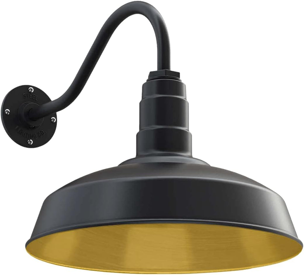 Black Outdoor Barn Light with 16 Dome and 16 Gooseneck R992859