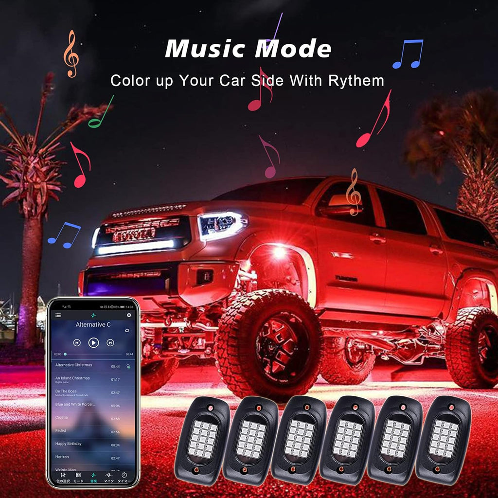 6 Pods Waterproof LED Rock Lights with APP Control Music Mode Z34818