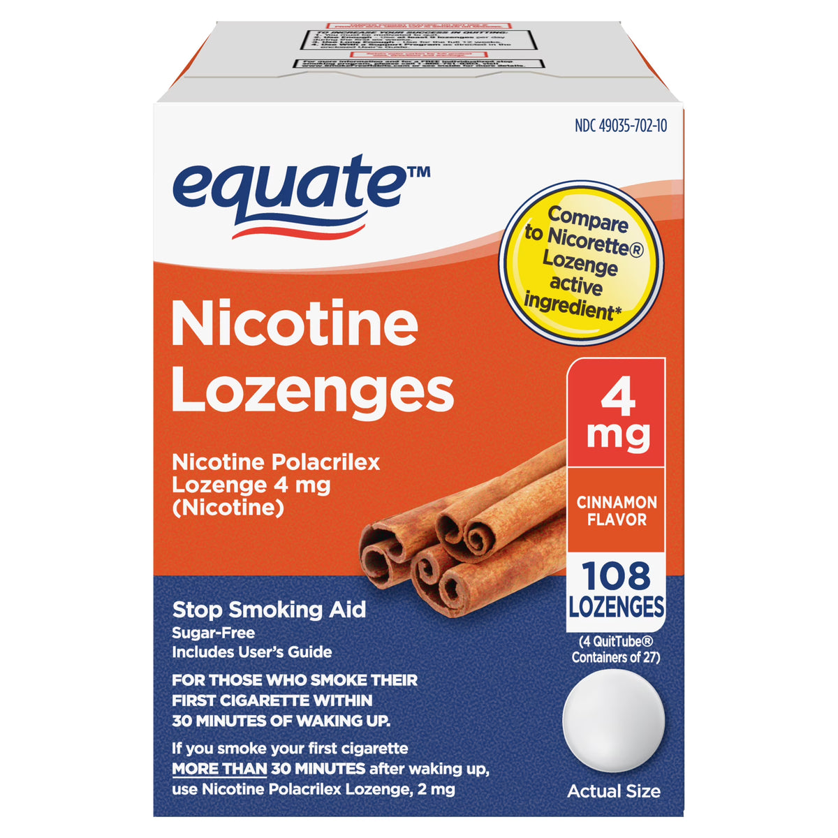 Nicotine Polacrilex Lozenge, 4 mg, Cinnamon Flavor, 108 Count V6331