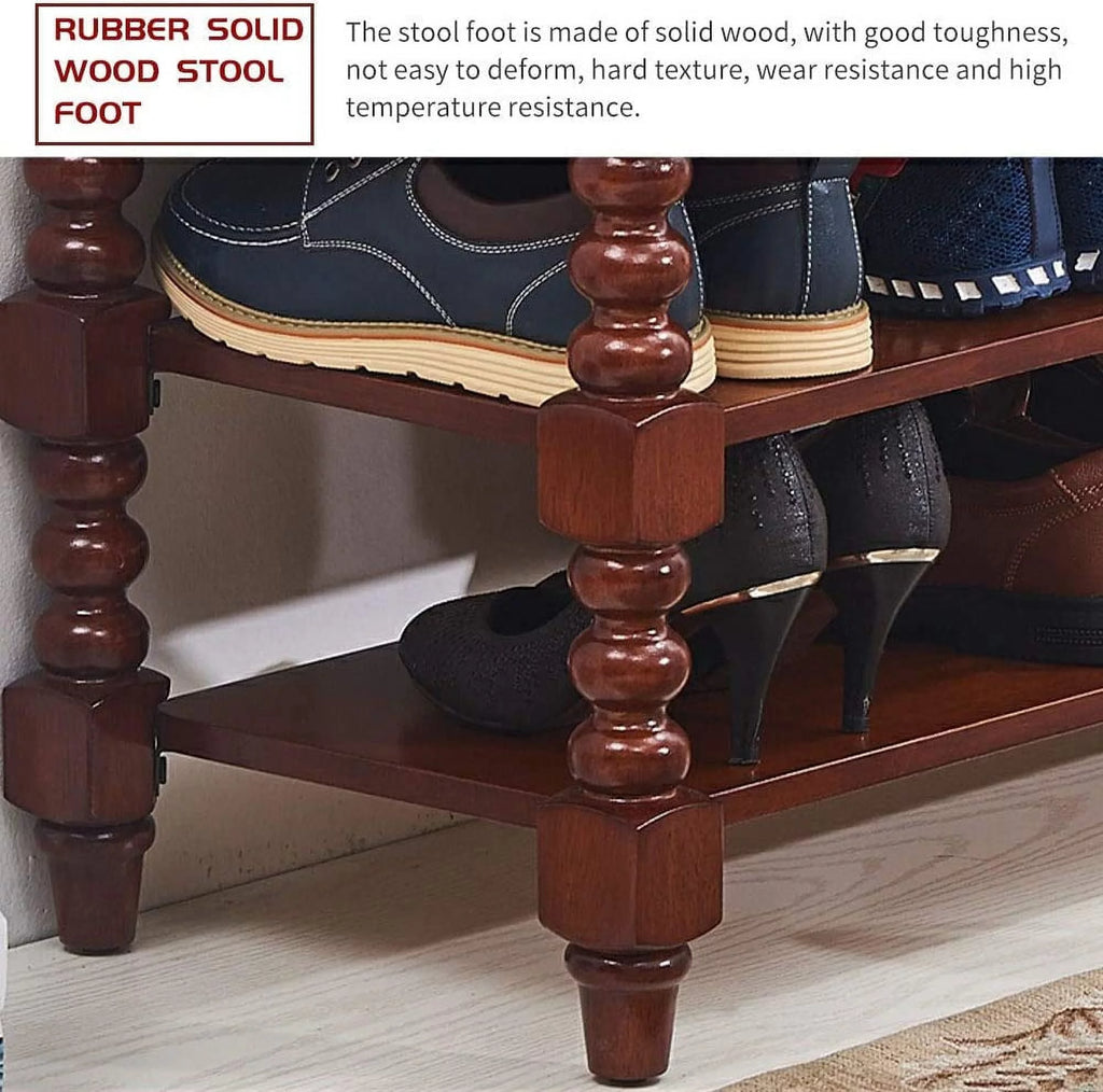 Solid Wood Shoe Storage Bench with Cushion A135