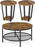 3 Piece Rustic Coffee Table and Side Table Set V220