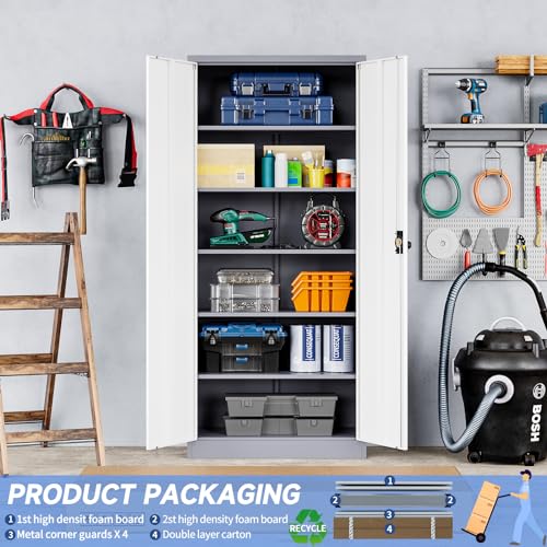 Black Gray Metal Storage Cabinet with Lock P907466