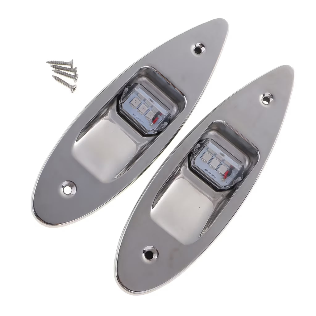 12V Stainless Steel Marine Boat Lights (Green & Red) X367090