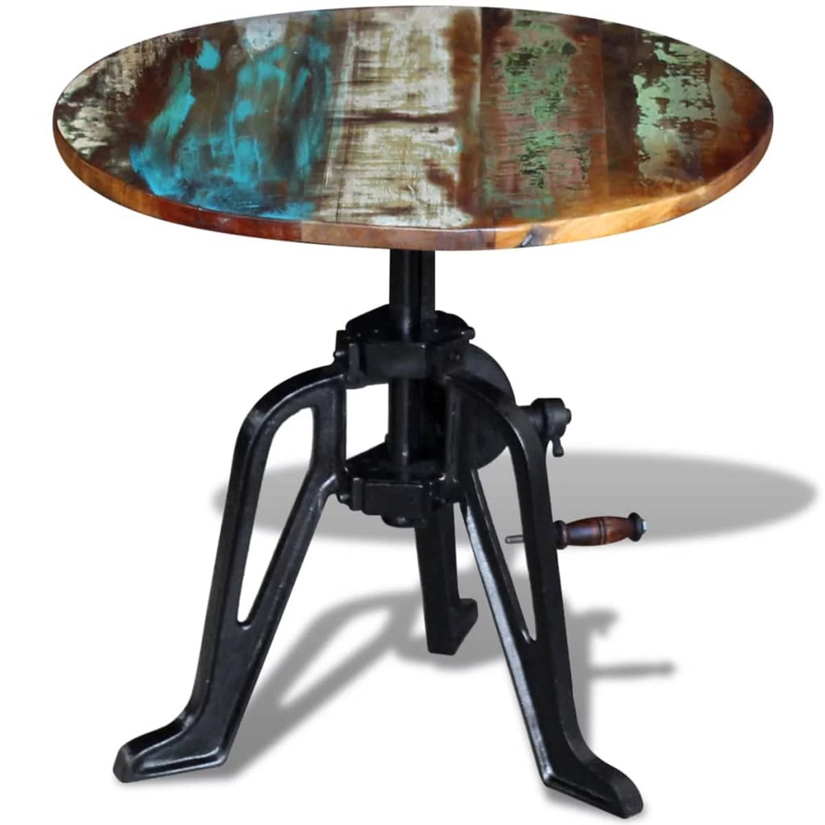 Solid Reclaimed Wood Cast Iron Side Table L64683