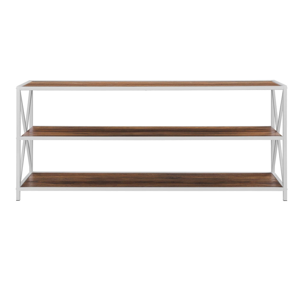 Dark Walnut / Black Metal X-Frame Bookshelf S783239