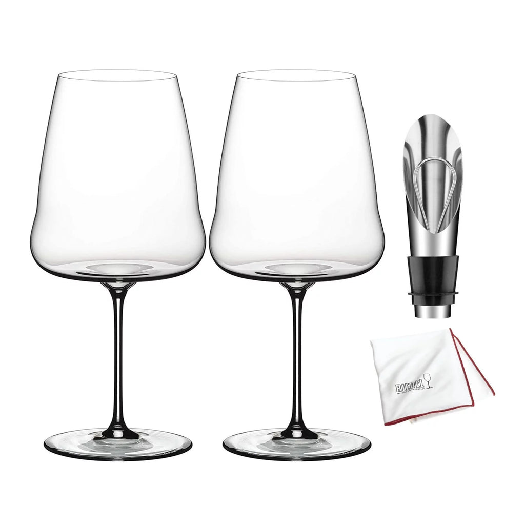 Cabernet Sauvignon Glasses with Wine Pourer and Polishing Cloth G345