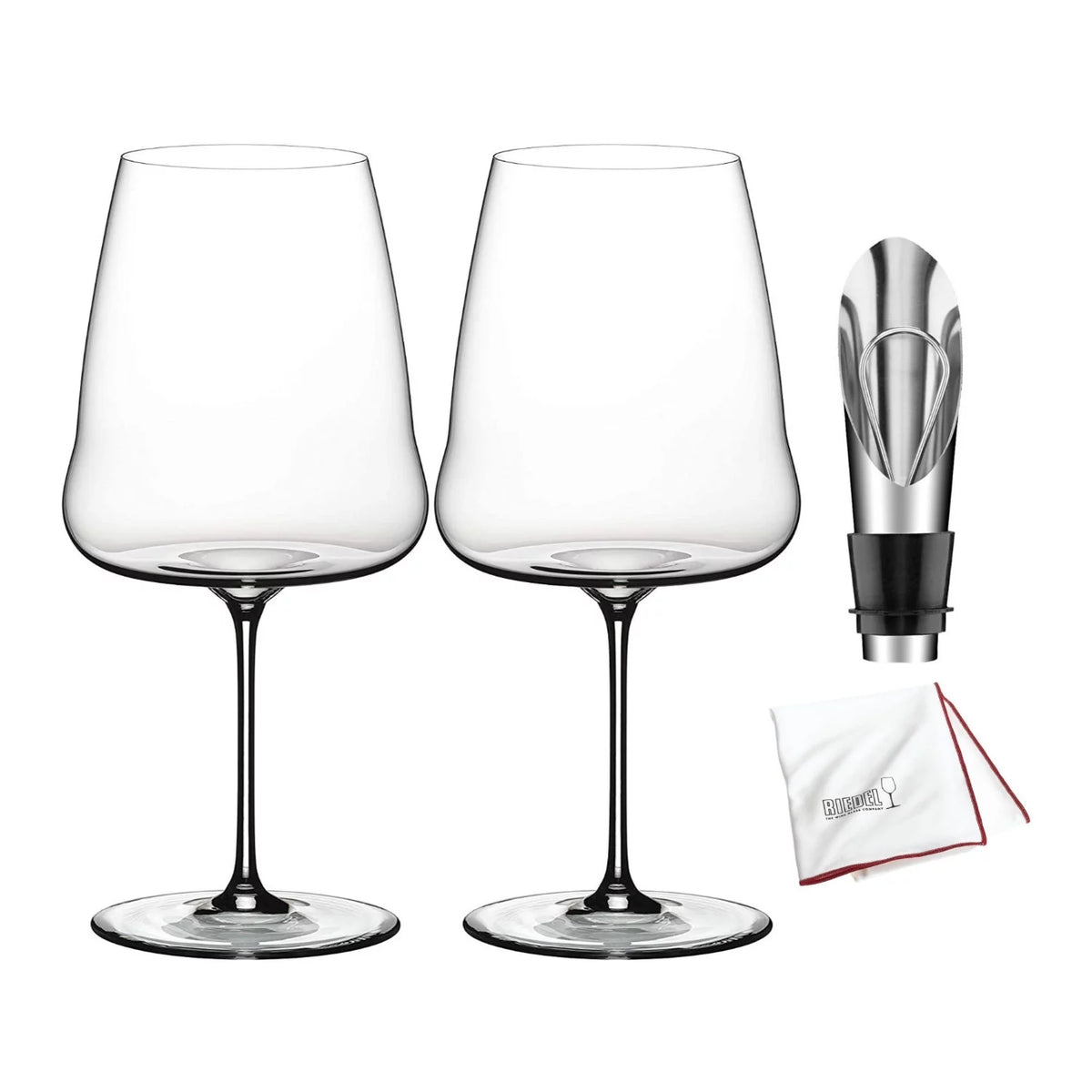 Cabernet Sauvignon Glasses with Wine Pourer and Polishing Cloth G345