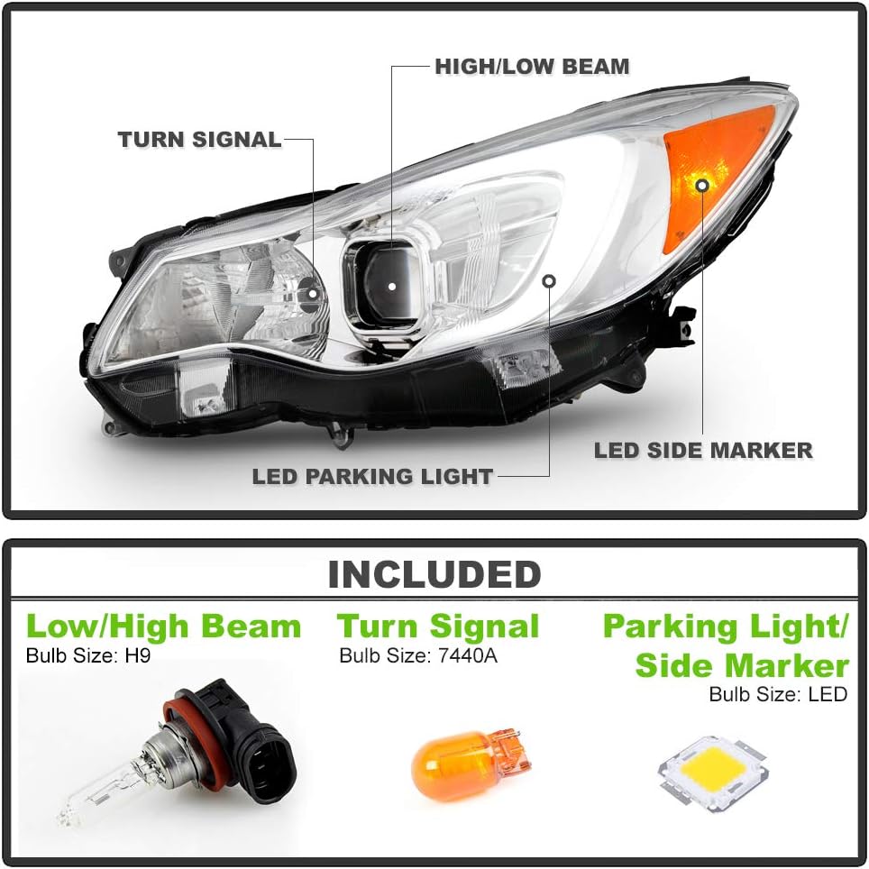 Chrome Housing LED Tube Projector Headlights B4194