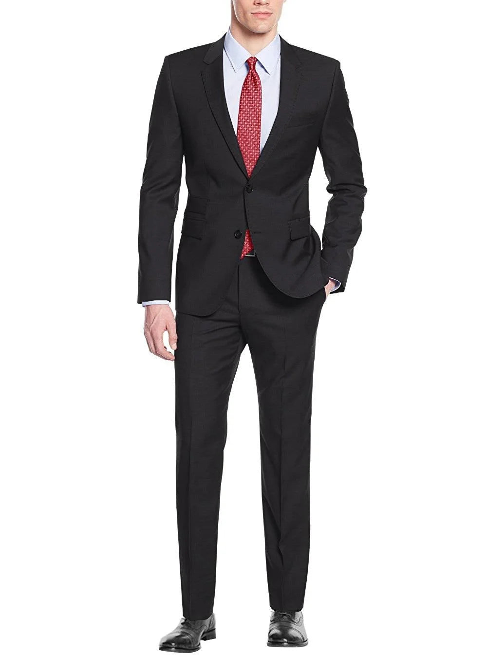 Black Two Button Men's Suit Jacket T232936