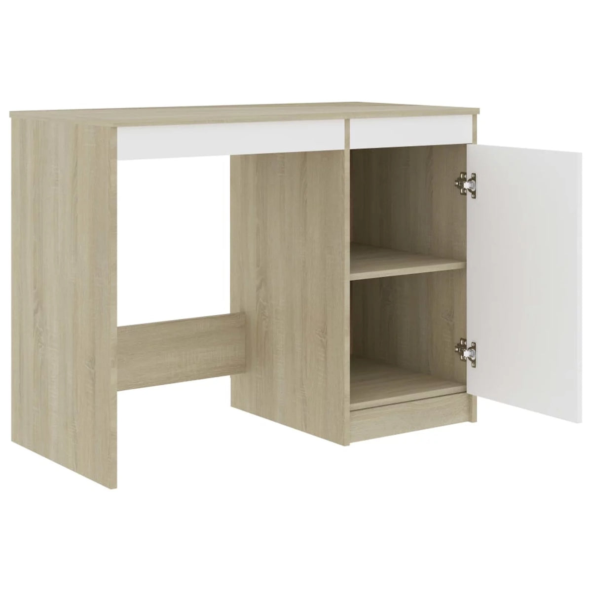 White Computer Desk with Storage Cabinet A9989