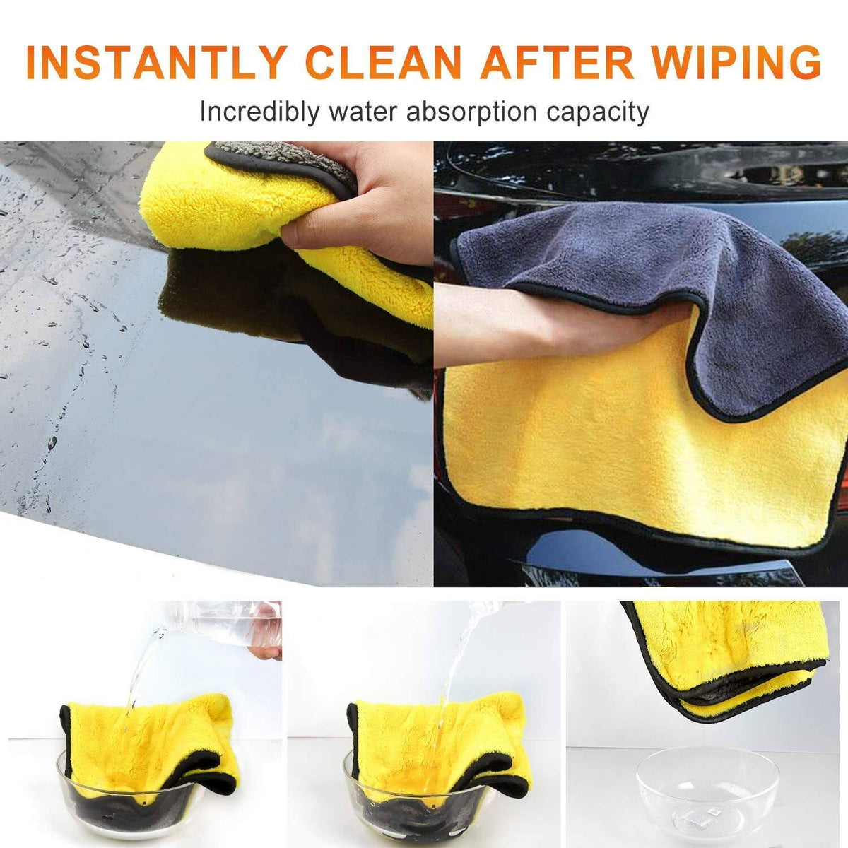 Microfiber Car Drying Towel 38x44CM, 1200gsm, Pack of 3 P2013