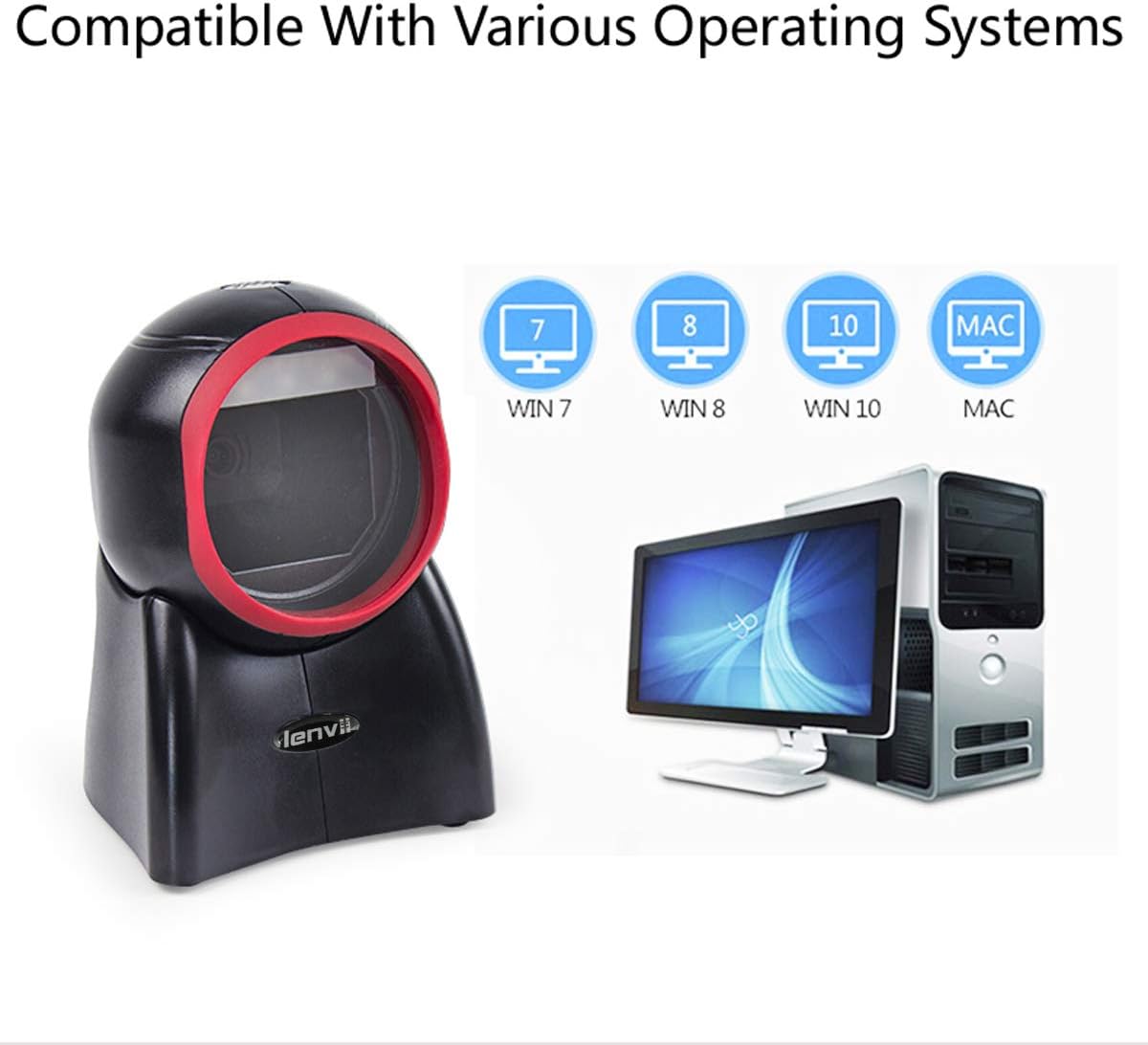 2D Barcode Scanner Desktop USB Wired Omni-Directional Hands-Free Automatic Barcode Reader Support 1D and QR-Code Pack of 2 G637731