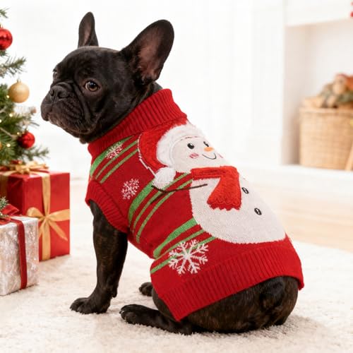 Dog Christmas Sweater with 3D Reindeer Pattern Knitted Pet Clothes J9048