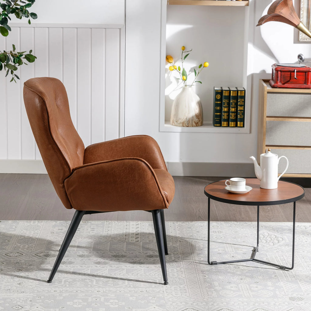 Faux Leather High Back Accent Chair with Metal Legs L688