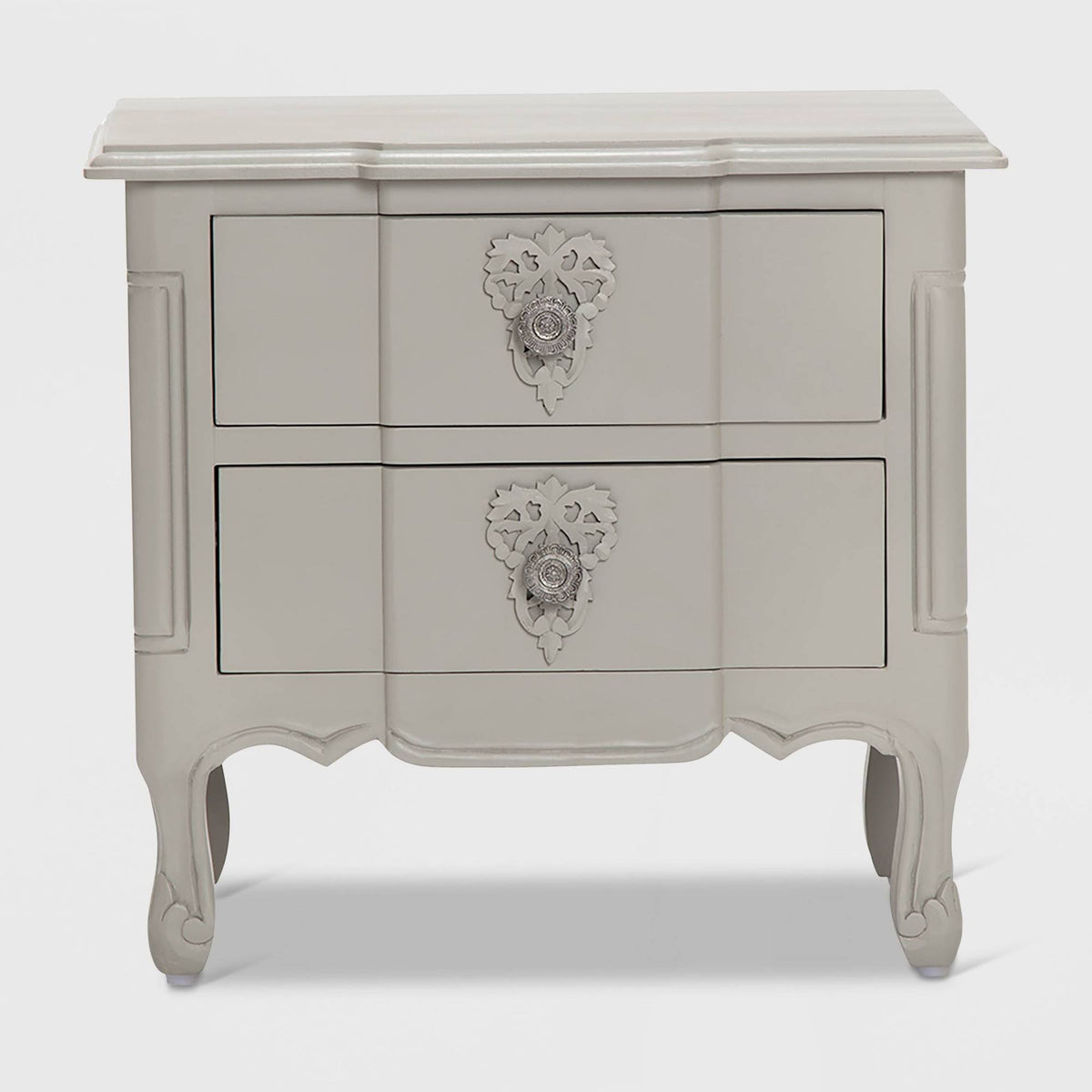 Gray Side Table with Two Drawers P255