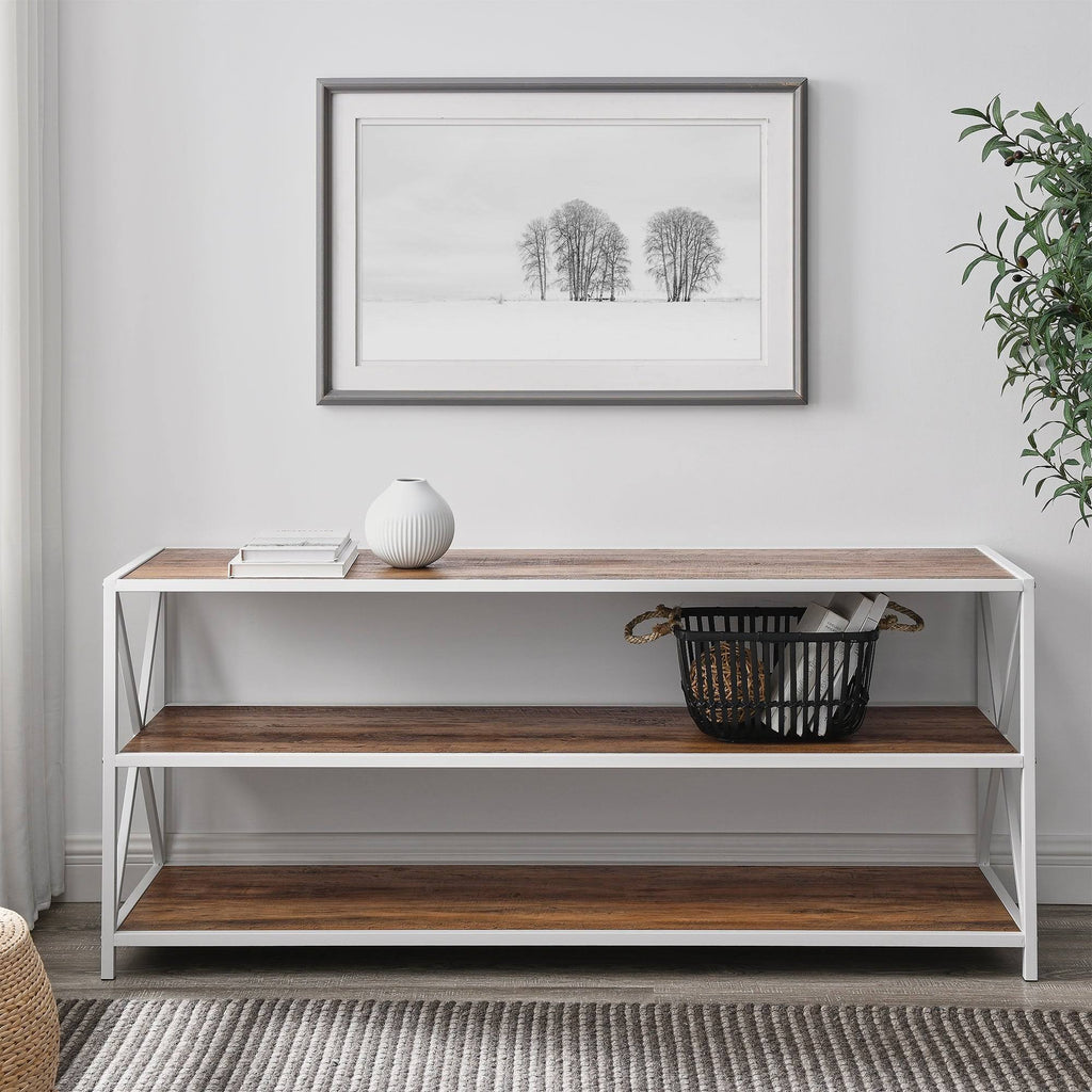 Dark Walnut / Black Metal X-Frame Bookshelf S783239