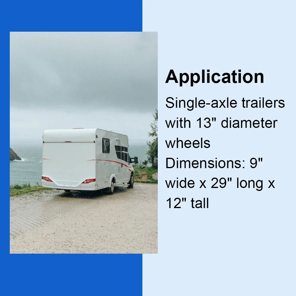 Pair of Single Axle Trailer Fenders 13" Wheels Tires Top Step Skirt Boat K437
