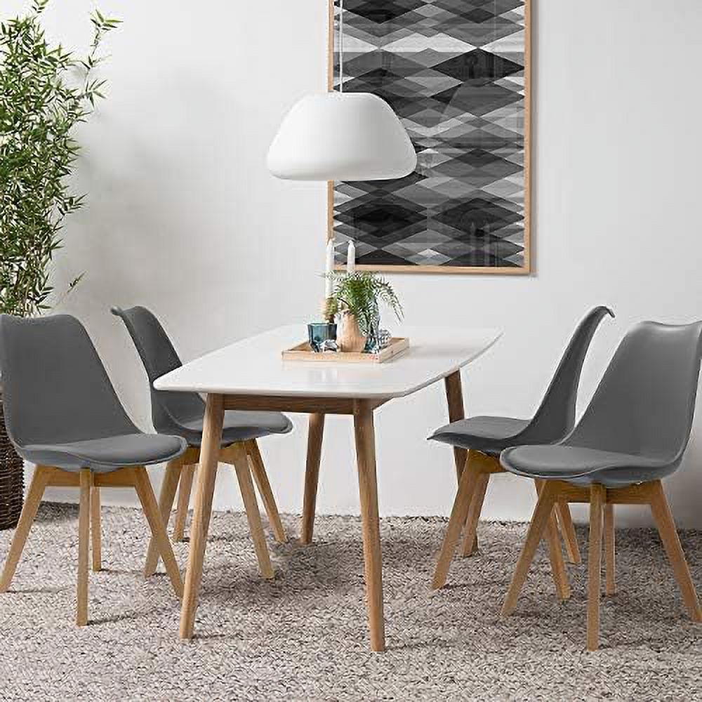 Upholstered Side Dining Chairs with Wood Leg and Soft Padded Cushion W723909