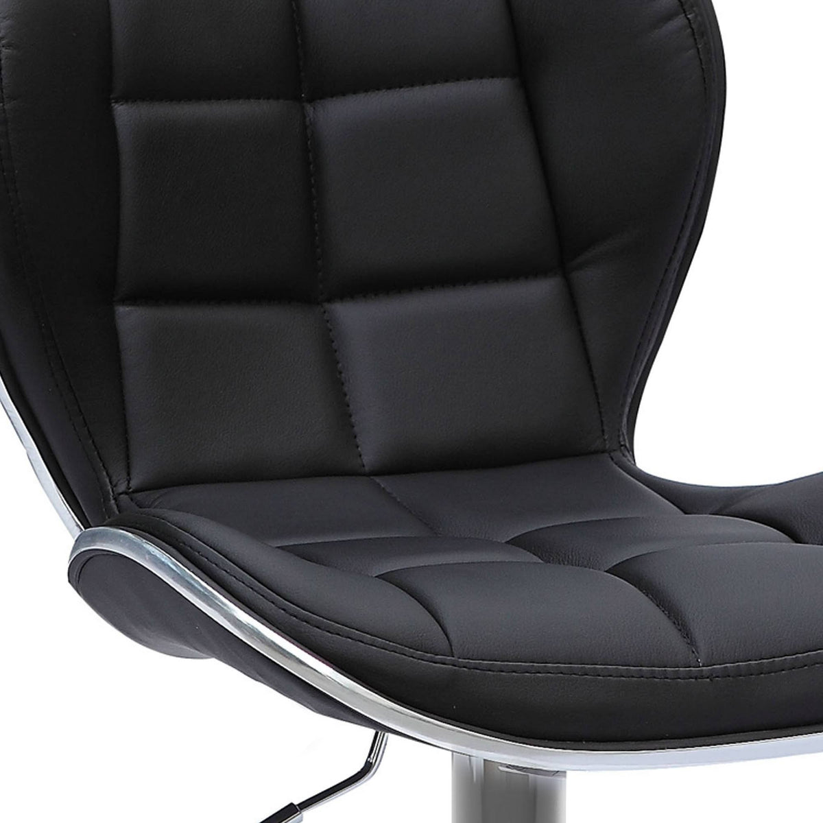Adjustable Barstool in Black Bonded Leather, Set of 2 H406713