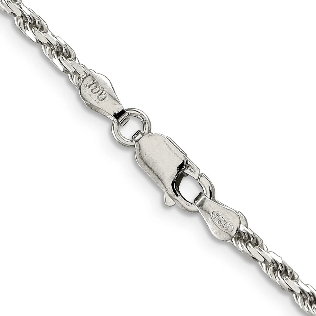 Sterling Silver Diamond-Cut Rope Chain Necklace 16 Inch J17526