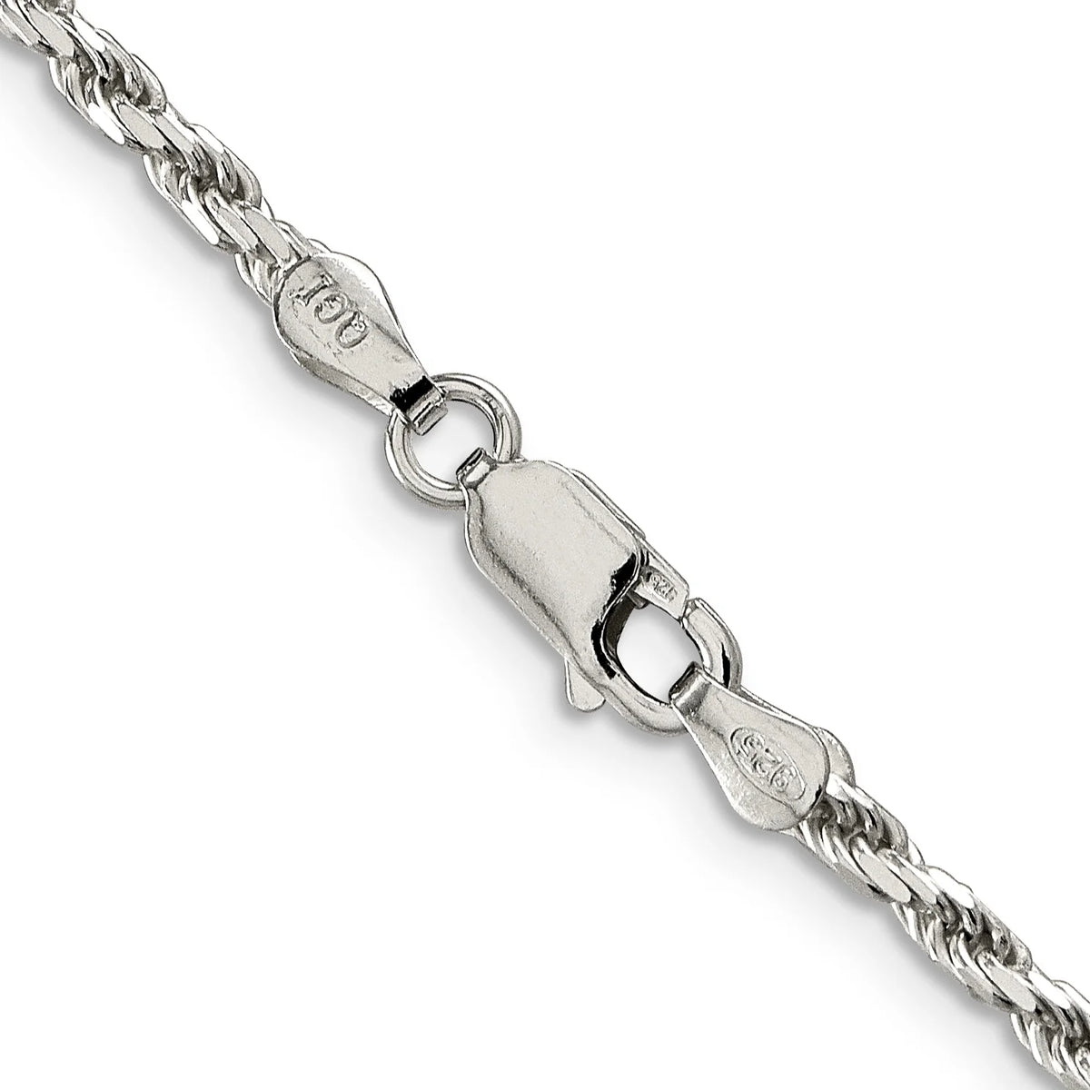 Sterling Silver Diamond-Cut Rope Chain Necklace 16 Inch J17526